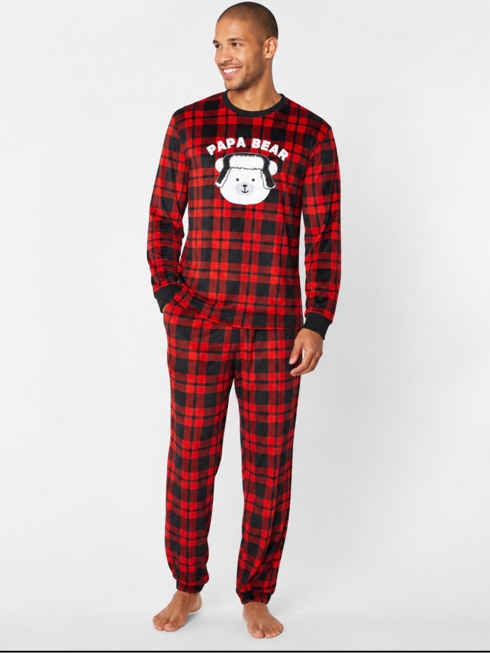Cuddl Duds Jammies for Your Families Papa Bear Buffalo Plaid Pajama Set Mens XLT